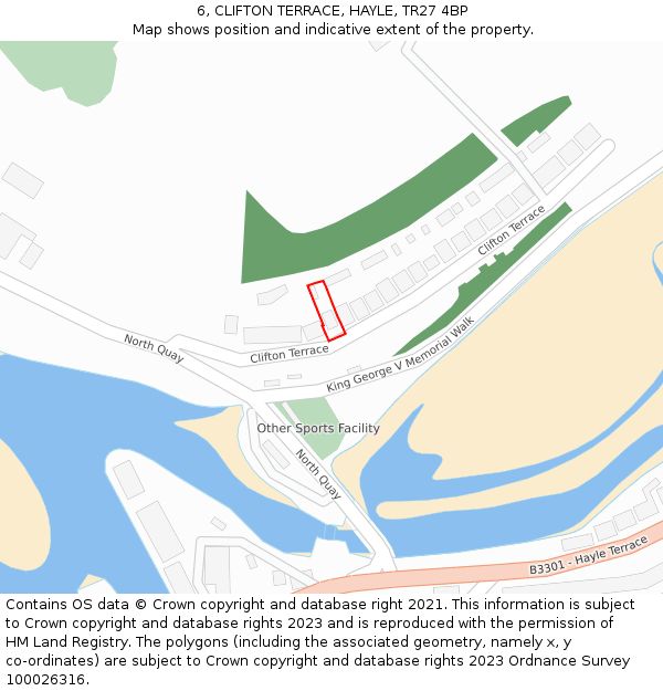 6, CLIFTON TERRACE, HAYLE, TR27 4BP: Location map and indicative extent of plot