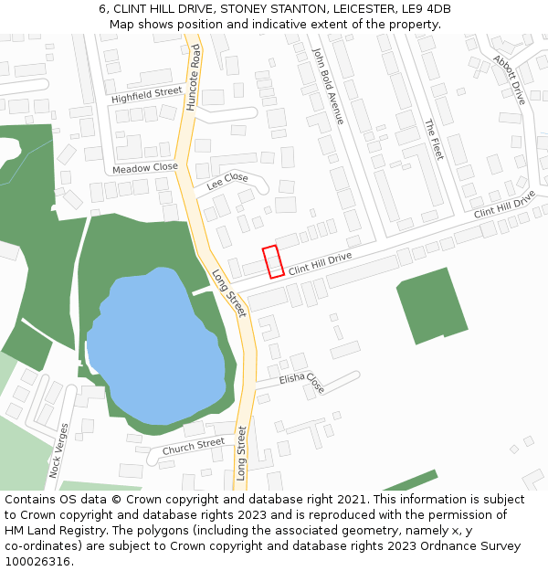 6, CLINT HILL DRIVE, STONEY STANTON, LEICESTER, LE9 4DB: Location map and indicative extent of plot