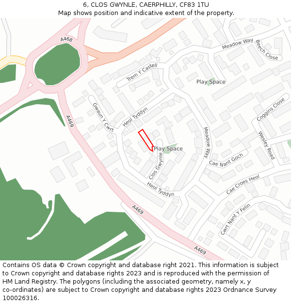 6, CLOS GWYNLE, CAERPHILLY, CF83 1TU: Location map and indicative extent of plot