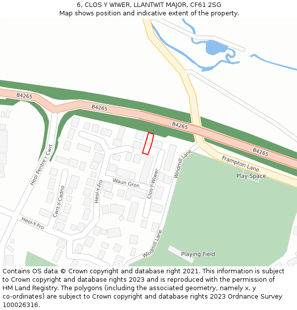 6, CLOS Y WIWER, LLANTWIT MAJOR, CF61 2SG: Location map and indicative extent of plot
