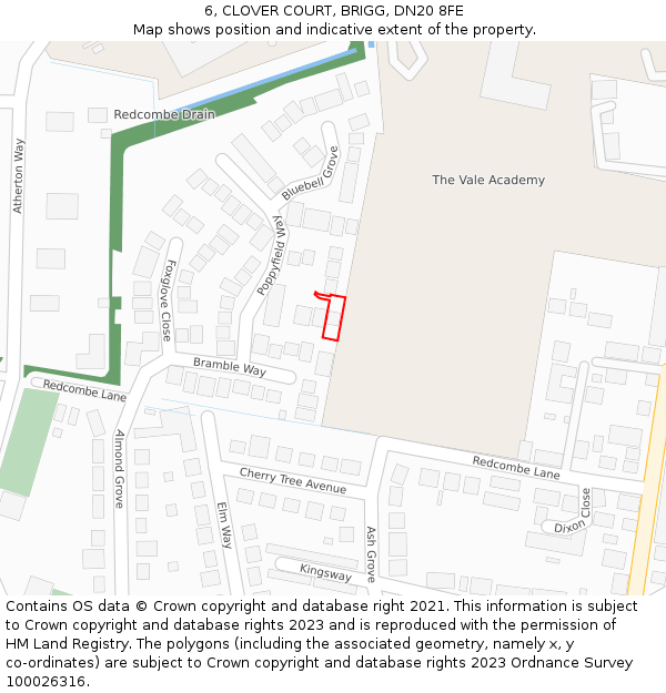 6, CLOVER COURT, BRIGG, DN20 8FE: Location map and indicative extent of plot