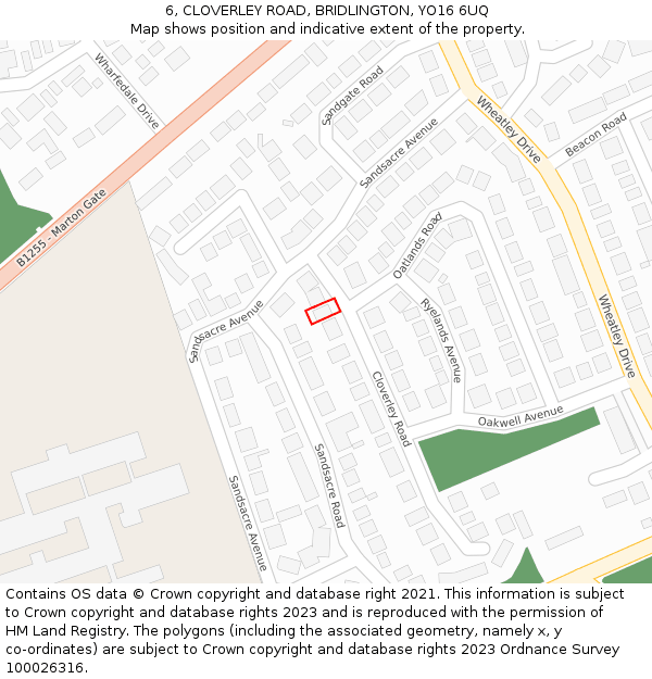 6, CLOVERLEY ROAD, BRIDLINGTON, YO16 6UQ: Location map and indicative extent of plot