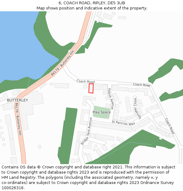 6, COACH ROAD, RIPLEY, DE5 3UB: Location map and indicative extent of plot