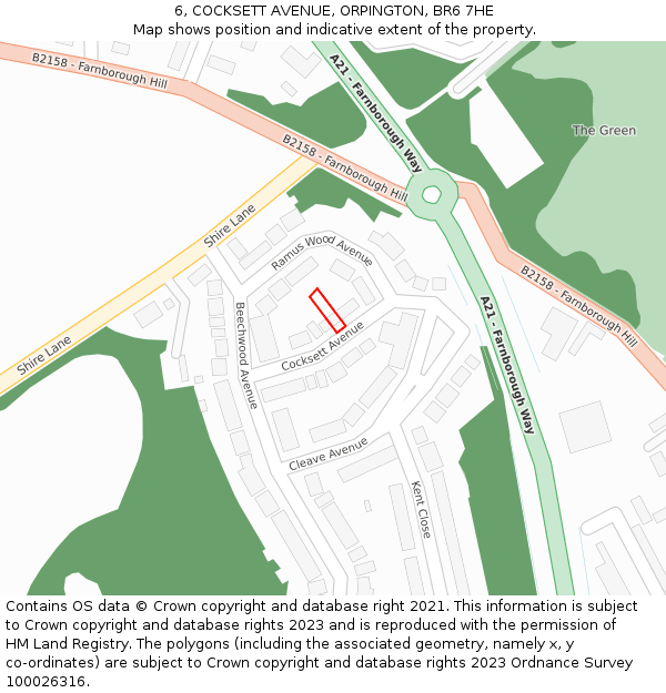 6, COCKSETT AVENUE, ORPINGTON, BR6 7HE: Location map and indicative extent of plot