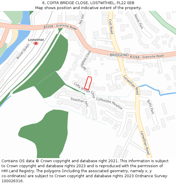 6, COFFA BRIDGE CLOSE, LOSTWITHIEL, PL22 0EB: Location map and indicative extent of plot