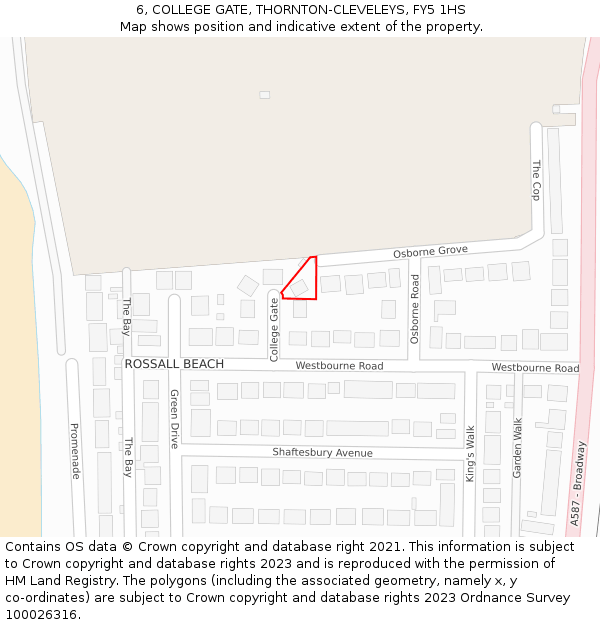 6, COLLEGE GATE, THORNTON-CLEVELEYS, FY5 1HS: Location map and indicative extent of plot