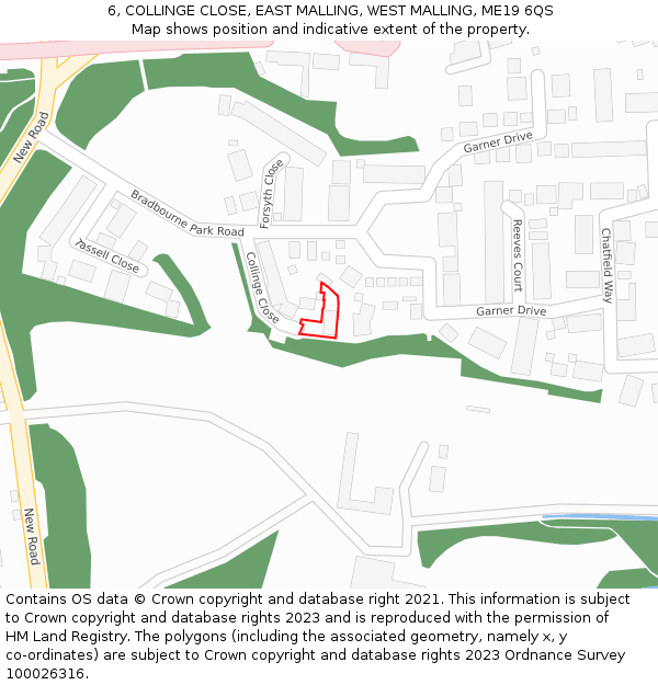 6, COLLINGE CLOSE, EAST MALLING, WEST MALLING, ME19 6QS: Location map and indicative extent of plot