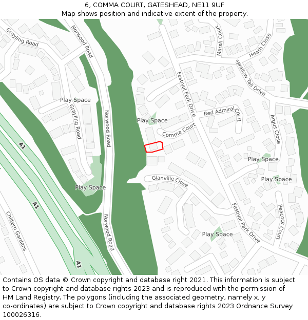 6, COMMA COURT, GATESHEAD, NE11 9UF: Location map and indicative extent of plot