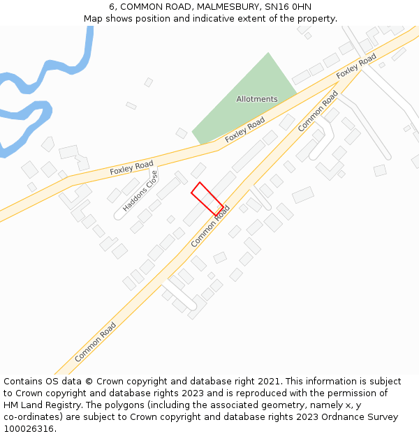 6, COMMON ROAD, MALMESBURY, SN16 0HN: Location map and indicative extent of plot