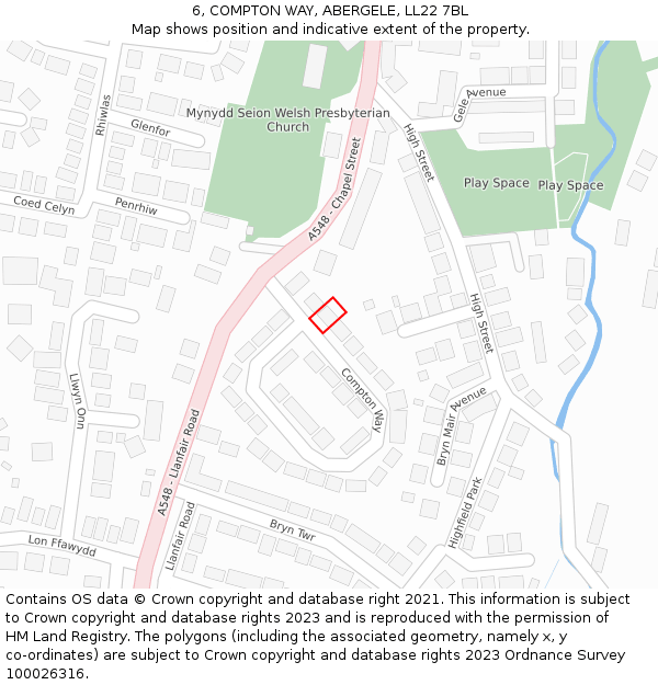 6, COMPTON WAY, ABERGELE, LL22 7BL: Location map and indicative extent of plot