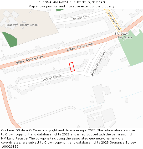 6, CONALAN AVENUE, SHEFFIELD, S17 4PG: Location map and indicative extent of plot