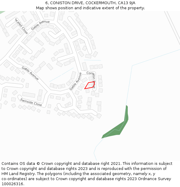 6, CONISTON DRIVE, COCKERMOUTH, CA13 9JA: Location map and indicative extent of plot