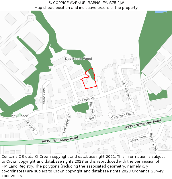 6, COPPICE AVENUE, BARNSLEY, S75 1JW: Location map and indicative extent of plot