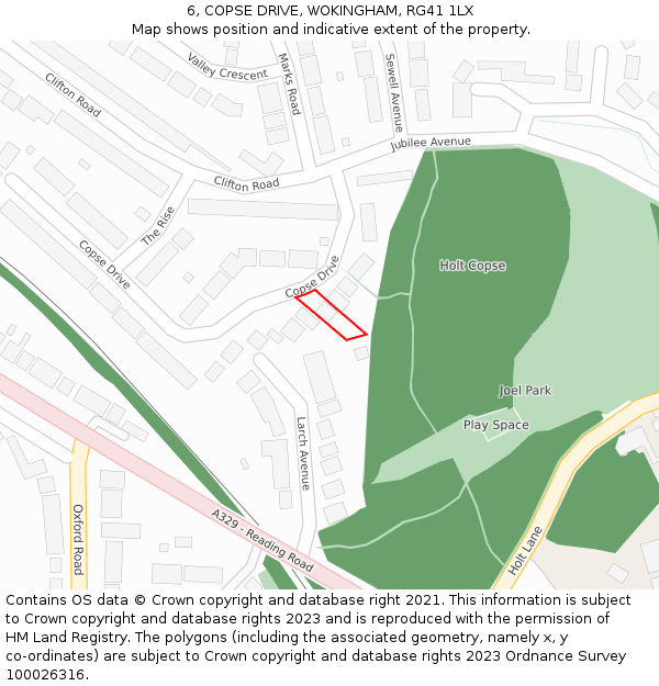 6, COPSE DRIVE, WOKINGHAM, RG41 1LX: Location map and indicative extent of plot