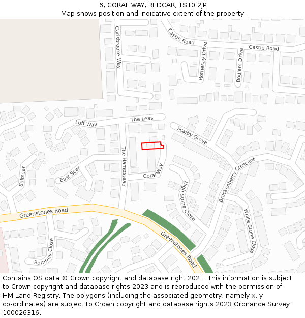 6, CORAL WAY, REDCAR, TS10 2JP: Location map and indicative extent of plot