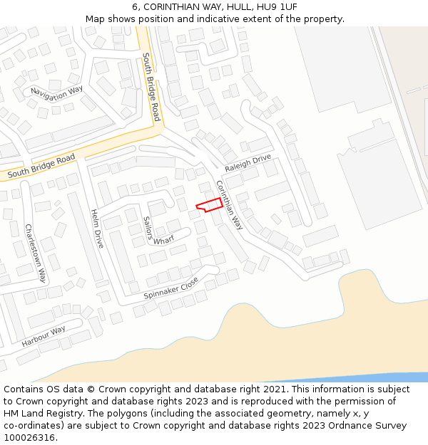 6, CORINTHIAN WAY, HULL, HU9 1UF: Location map and indicative extent of plot