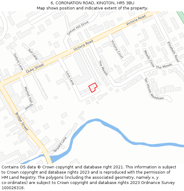 6, CORONATION ROAD, KINGTON, HR5 3BU: Location map and indicative extent of plot