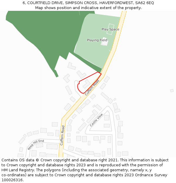 6, COURTFIELD DRIVE, SIMPSON CROSS, HAVERFORDWEST, SA62 6EQ: Location map and indicative extent of plot