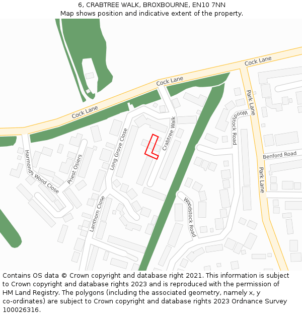 6, CRABTREE WALK, BROXBOURNE, EN10 7NN: Location map and indicative extent of plot