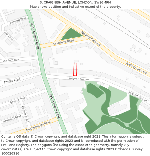 6, CRAIGNISH AVENUE, LONDON, SW16 4RN: Location map and indicative extent of plot