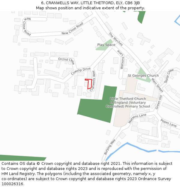6, CRANWELLS WAY, LITTLE THETFORD, ELY, CB6 3JB: Location map and indicative extent of plot