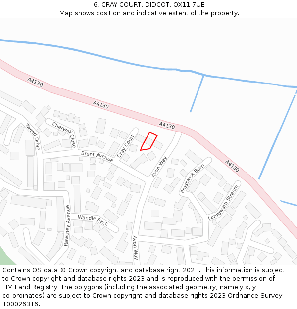 6, CRAY COURT, DIDCOT, OX11 7UE: Location map and indicative extent of plot