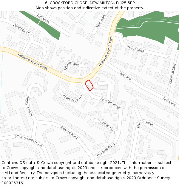 6, CROCKFORD CLOSE, NEW MILTON, BH25 5EP: Location map and indicative extent of plot