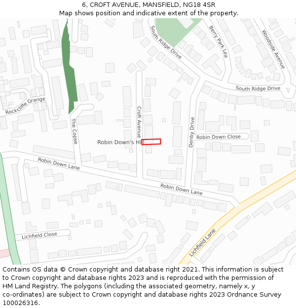 6, CROFT AVENUE, MANSFIELD, NG18 4SR: Location map and indicative extent of plot