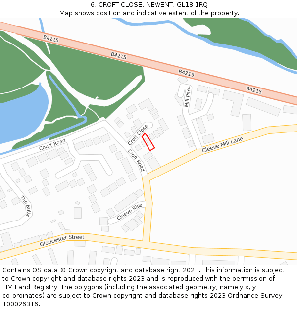 6, CROFT CLOSE, NEWENT, GL18 1RQ: Location map and indicative extent of plot