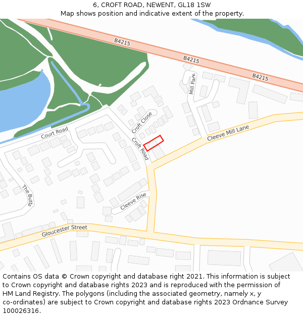 6, CROFT ROAD, NEWENT, GL18 1SW: Location map and indicative extent of plot