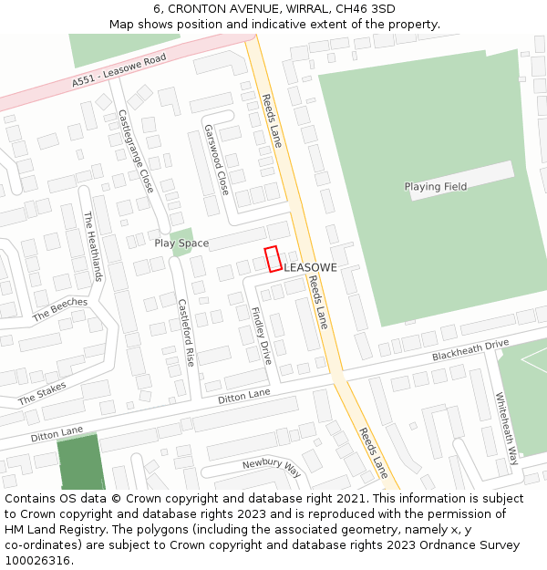 6, CRONTON AVENUE, WIRRAL, CH46 3SD: Location map and indicative extent of plot