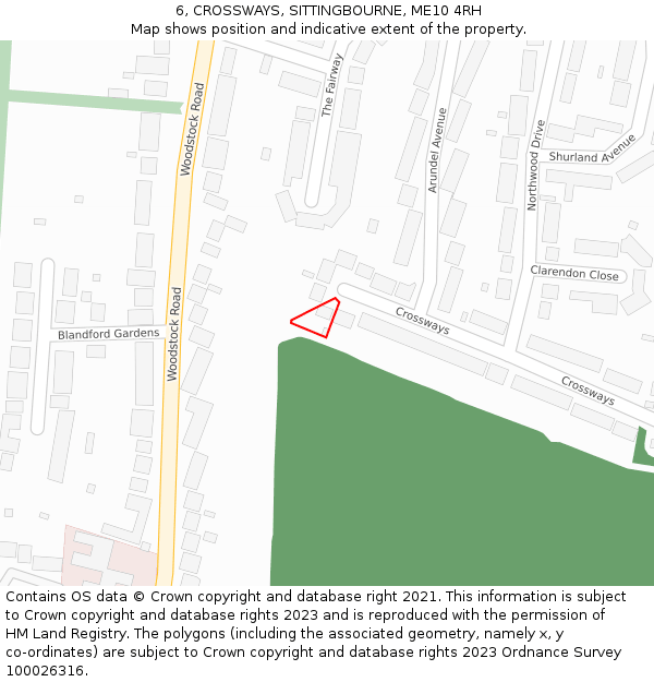 6, CROSSWAYS, SITTINGBOURNE, ME10 4RH: Location map and indicative extent of plot