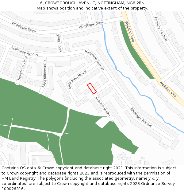 6, CROWBOROUGH AVENUE, NOTTINGHAM, NG8 2RN: Location map and indicative extent of plot