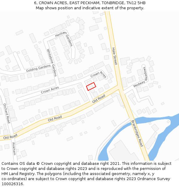 6, CROWN ACRES, EAST PECKHAM, TONBRIDGE, TN12 5HB: Location map and indicative extent of plot