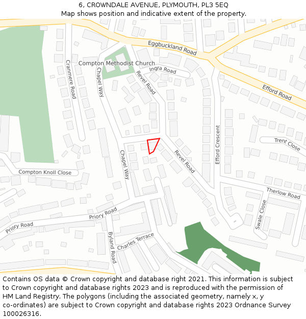 6, CROWNDALE AVENUE, PLYMOUTH, PL3 5EQ: Location map and indicative extent of plot