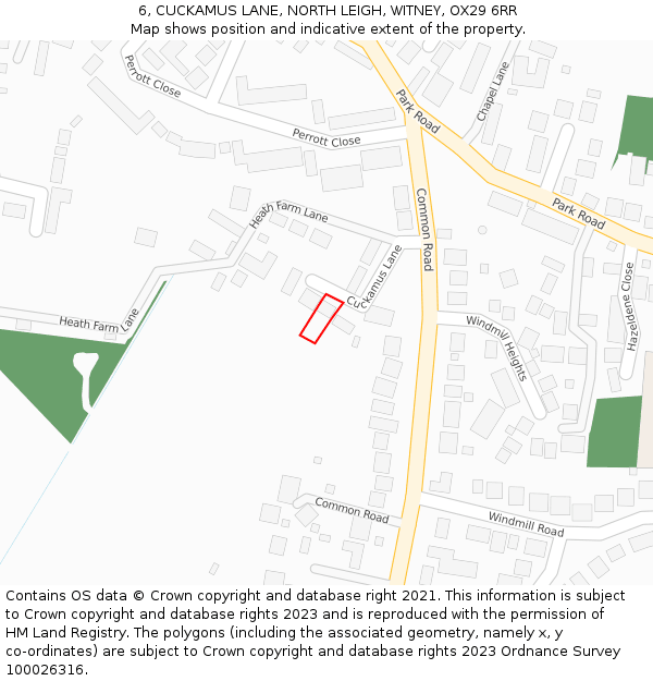 6, CUCKAMUS LANE, NORTH LEIGH, WITNEY, OX29 6RR: Location map and indicative extent of plot