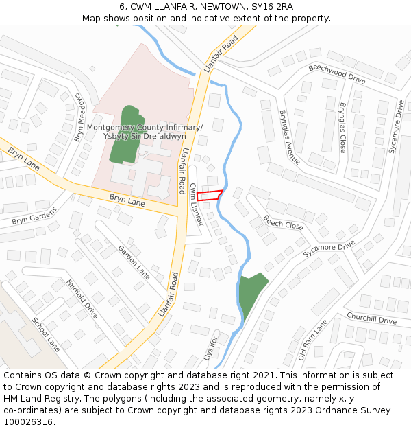 6, CWM LLANFAIR, NEWTOWN, SY16 2RA: Location map and indicative extent of plot