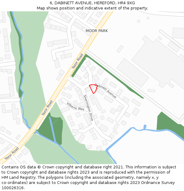 6, DABINETT AVENUE, HEREFORD, HR4 9XG: Location map and indicative extent of plot