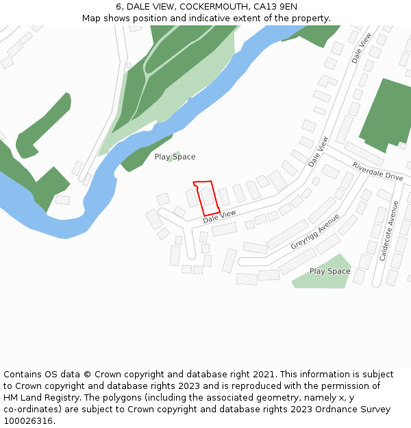 6, DALE VIEW, COCKERMOUTH, CA13 9EN: Location map and indicative extent of plot