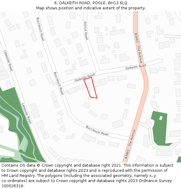 6, DALKEITH ROAD, POOLE, BH13 6LQ: Location map and indicative extent of plot