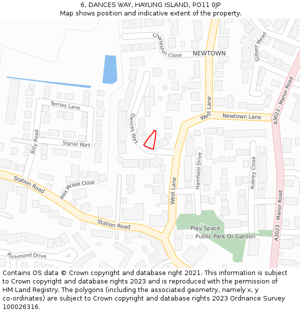 6, DANCES WAY, HAYLING ISLAND, PO11 0JP: Location map and indicative extent of plot