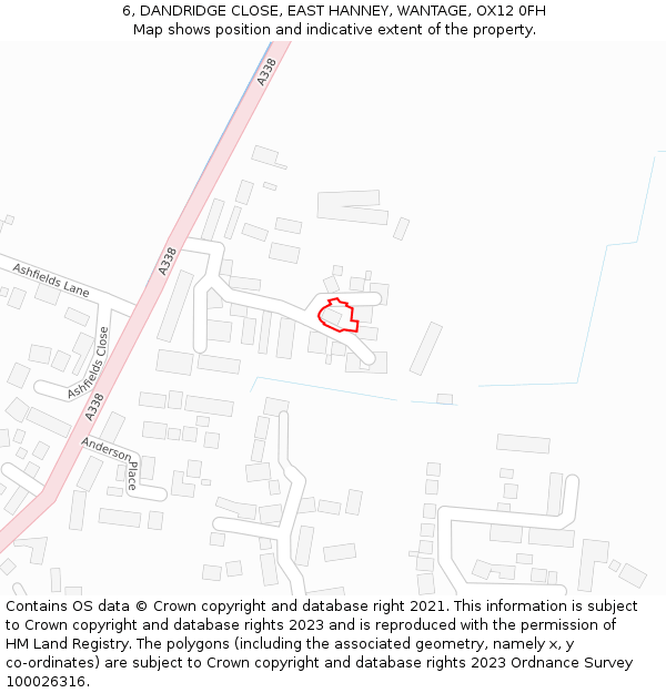 6, DANDRIDGE CLOSE, EAST HANNEY, WANTAGE, OX12 0FH: Location map and indicative extent of plot