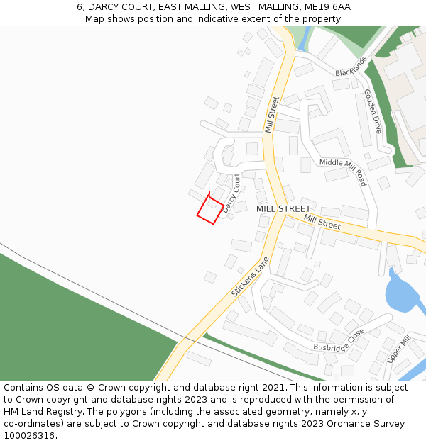 6, DARCY COURT, EAST MALLING, WEST MALLING, ME19 6AA: Location map and indicative extent of plot