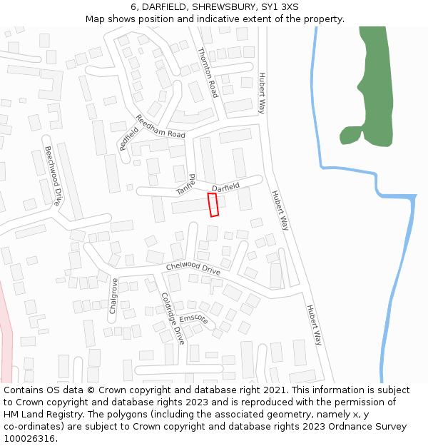 6, DARFIELD, SHREWSBURY, SY1 3XS: Location map and indicative extent of plot