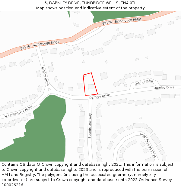 6, DARNLEY DRIVE, TUNBRIDGE WELLS, TN4 0TH: Location map and indicative extent of plot