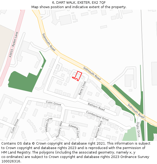 6, DART WALK, EXETER, EX2 7QF: Location map and indicative extent of plot