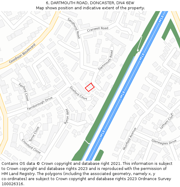 6, DARTMOUTH ROAD, DONCASTER, DN4 6EW: Location map and indicative extent of plot