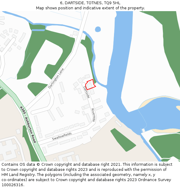 6, DARTSIDE, TOTNES, TQ9 5HL: Location map and indicative extent of plot