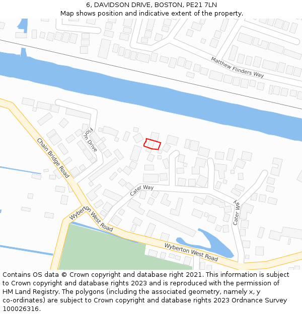 6, DAVIDSON DRIVE, BOSTON, PE21 7LN: Location map and indicative extent of plot