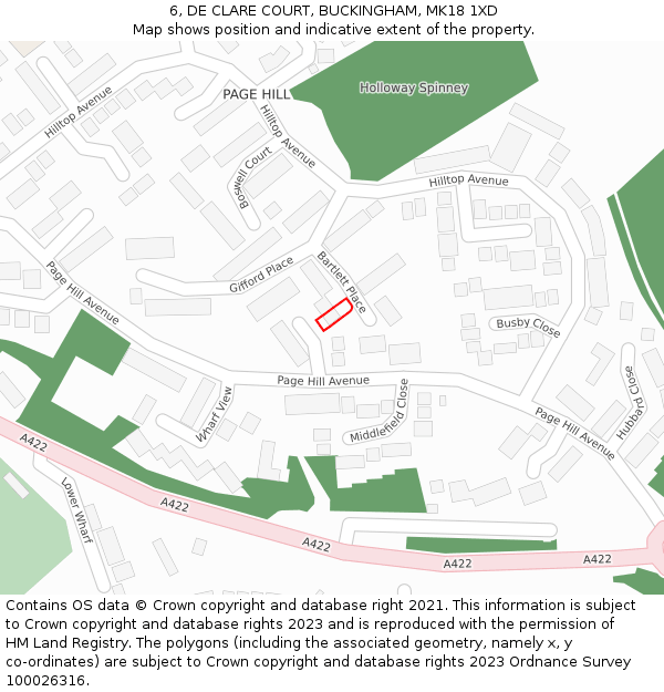 6, DE CLARE COURT, BUCKINGHAM, MK18 1XD: Location map and indicative extent of plot